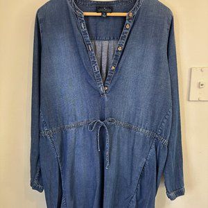 Lucky Brand Denim Long-sleeved V-neck buttoned dress M